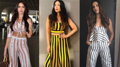 Ace the quintessential ‘boss babe’ style like Nora Fatehi, Kareena Kapoor & Deepika Padukone in striped palazzo & crop top