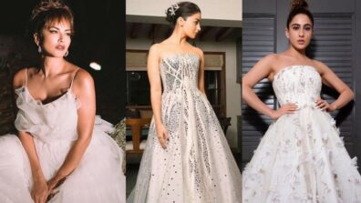 Ace the ravishing low-neck white gown like  Alia Bhatt & Sara Ali Khan, look superhot