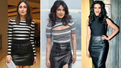 Ace the vogue game in leather skirt outfits like Kareena Kapoor, Priyanka Chopra and Deepika Padukone