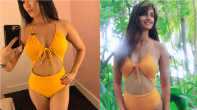 Beat the summer vibes in a swimming pool with hot yellow monokini look of Bollywood Actress