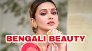 Bengali Bombshell: Mimi Chakraborty looks like a divine princess in traditional Bengali ‘laal paar shada saree’, fans in love with her jewellery collection