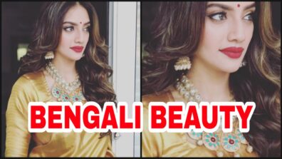 [Bengali Bombshell]: Nusrat Jahan’s embellished Kanjeevaram saree & heavy-work pearl jewellery look is a Yay Or Nay? Vote Now