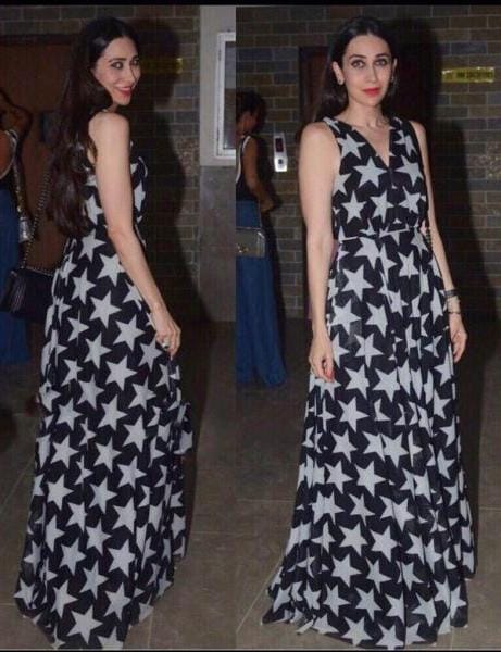 [Bollywood Diva] Anushka Sharma Vs Karisma Kapoor: Who Looked Eye Catching In The Black Long Star Print Dress? - 1