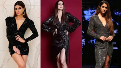 [Bollywood’s Hottest Babe Battle] Kriti Sanon Vs Rakul Preet Singh Vs Disha Patani: Who slays the super hot V-neck shimmery sparkle short slit dress look best? Vote Now