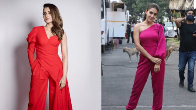 Boss Babe Alert: Trisha Krishnan Vs Sara Ali Khan: Which hottie rocks the semi-corporate one-shoulder spicy red hot pantsuit style?