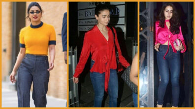 Denim Jeans & Crop top: Bollywood divas Sara Ali Khan, Priyanka Chopra & Alia Bhatt trail a different notion of fashion