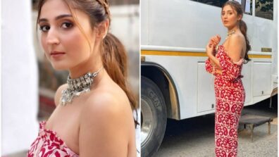 Dhvani Bhanushali Looks Amazingly Gorgeous In Red Off-Shoulder Co-Ord Set With Choker Necklace