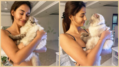 Disha Patani shares cute moment hugging her cat, fans in awe
