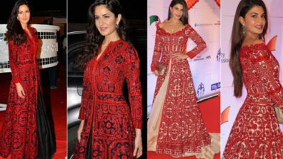 Fashion Face-off: Katrina Kaif Vs Jacqueline Fernandez: Who wore the red embroidered fusion lehenga skirt better?