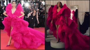 [Fashion Faceoff] Hollywood Diva Beyonce Vs Bollywood Diva Deepika Padukone: Who Looked Extraordinary In Hot Pink Frill Gown? Vote Here