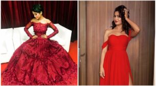 Fashion faceoff: Sriti Jha vs Shivangi Joshi: Who looks best in this ravishing red off-the-shoulder dress? Vote now