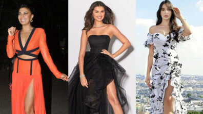 Flaunt your hot legs in a high slit gown like Jacqueline Fernandez, Tara Sutaria and Nora Fatehi