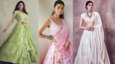 Get the classy semi-ethnic traditional lehenga look from Madhuri Dixit, Alia Bhatt & Athiya Shetty’s wardrobe