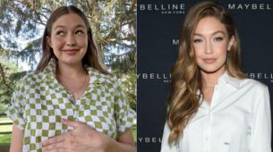 Gigi Hadid In White Green Striped Comfy Set Looks Heart Winning: Check Out