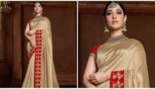 Glimmer In Golden: Tamannaah Bhatia Looks Gorgeous From Head To Toe In Golden Saree With Border