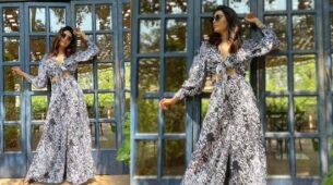 Goa Wala Mood: Karishma Tanna looks like a daydream in black & white printed high-waisted palazzo & coordinated crop top, fans go bananas