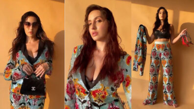 Haye Garmi: Nora Fatehi looks ‘oh so sizzling’ in her latest leather bralette paired with sequined pantsuit style, fans can’t stop feeling the heat