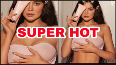 [Hot Photoshoot Moment]: Kylie Jenner drops a smoking hot photo in light-pink shade nylon bralette, fans go bananas