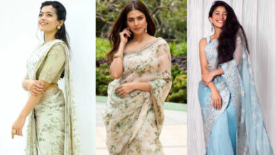 In love with pastel floral saree? Take style cues from Rashmika Mandanna, Malavika Mohanan & Sai Pallavi’s wardrobe