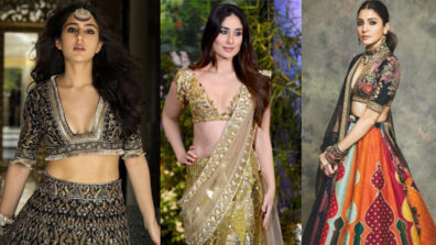 Inn Aankhon Ki Masti Mein: Sara Ali Khan, Anushka Sharma & Kareena Kapoor slay the ‘royal vibes’ in smoking hot plunging neck lehenga looks, fans can’t stop crushing