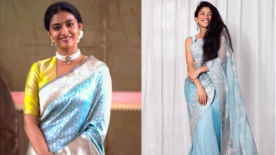 Keerthy Suresh & Sai Pallavi love the traditional sky-blue South saree look & these photos are proof