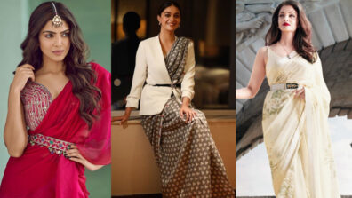 Learn the customized belt accessory in saree style from Malavika Mohanan, Keerthy Suresh & Aishwarya Rai’s wardrobe