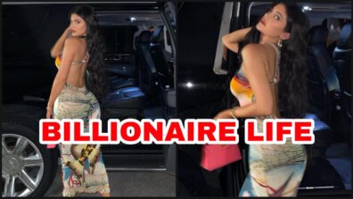 [Living Life Like A Billionaire]: Kylie Jenner gives a super hot pose in printed bodycon suit outside her swanky black Limousine, fans feel jealous