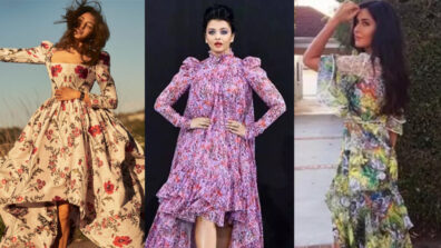 Make a bold fashion statement like Anushka Sharma, Aishwarya Rai & Katrina Kaif in a floral high-low cut maxi outfit to woo your crush