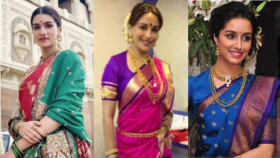 [Marathi Mulgi Style] Kriti Sanon, Madhuri Dixit & Shraddha Kapoor look drop-dead gorgeous in traditional Maharashtrian saree & nath, fans in awe