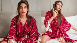 Naagin Goes Bold: Surbhi Chandna shares a super-hot bedroom photo in a ‘spicy red’ nightgown, caught on camera calling someone special