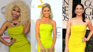 Nicki Minaj Vs Julie Bowen Vs Paula Patton In Strapless Neon Long Dress: Which Stunner Is Looking Steaming Hot?