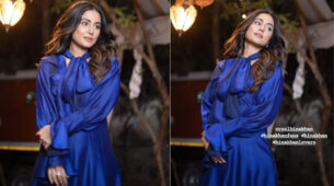 Patthar Wargi Swag: Hina Khan slays the ‘blue vibe’ in a resplendent satin short dress, fans feel the heat