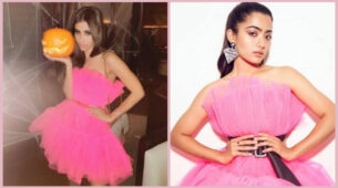 Rashmika Mandanna & Mouni Roy burn the vogue game in a ravishing short pink dress, watch now