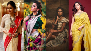 [Royal Queen]: Keerthy Suresh Vs Rashmika Mandanna Vs Malavika Mohanan Vs Tamannaah Bhatia: Which South babe looks ‘oh so hot’ in embellished saree look with oxidised jewellery collection? Pick your favourite