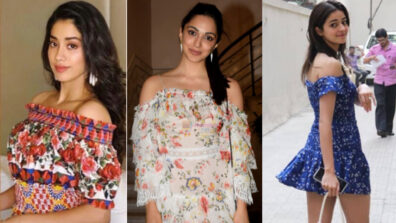 Slay the casual vogue game like Janhvi Kapoor, Kiara Advani & Ananya Panday in a hot floral off-shoulder midi outfit