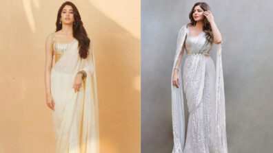 Slay the embellished white saree fashion like Janhvi Kapoor & Kanika Kapoor to make a bold fashion statement