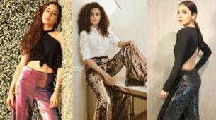 Slay the party look like Sara Ali Khan, Taapsee Pannu, & Anushka Sharma in a sequin pant & crop top to make a bold statement