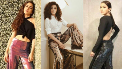 Slay the party look like Sara Ali Khan, Taapsee Pannu, & Anushka Sharma in a sequin pant & crop top to make a bold statement