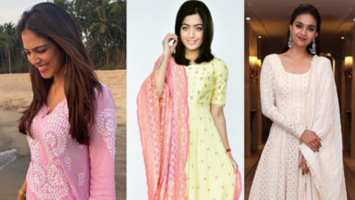 [South Ki Style Queen] Malavika Mohanan Vs Rashmika Mandanna Vs Keerthy Suresh: Which hottie looks the best in handmade chikankari gherao outfit look? Vote Now