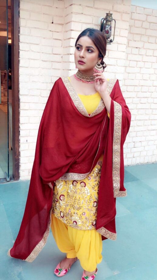 Take Cues From Shehnaaz Gill To Style Your Dupatta In The Most Versatile Ways - 1