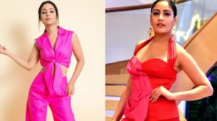 TV’s ‘Boss Babe’ Battle: Surbhi Chandna Vs Hina Khan: Who looks the hottest in semi-corporate low-neck monotone pantsuit style?