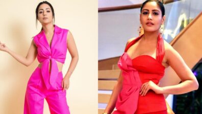 TV’s ‘Boss Babe’ Battle: Surbhi Chandna Vs Hina Khan: Who looks the hottest in semi-corporate low-neck monotone pantsuit style?