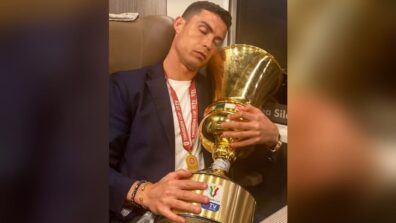 Unseen Moment: Christiano Ronaldo caught on camera sleeping with trophy in hand, fans go LOL