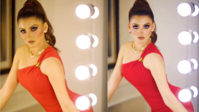 Urvashi Rautela stabs hearts with latest red one-shoulder bodycon dress, fans love her nude shade lipstick