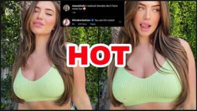 [Viral Hot Photos]: Anastasia Karanikolaou looks superhot in low-neck green nylon bralette, Khloe Kardashian calls her ‘cutest’