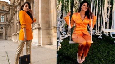 Want to make an impact in your next corporate meeting? Slay the orange tangerine blazer style like Nora Fatehi & Priyanka Chopra