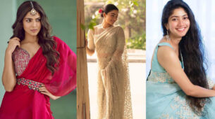 Want to style a hot embellished sequin saree? Take cues from Malavika Mohanan, Rashmika Mandanna & Sai Pallavi’s wardrobe