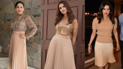 [Western Swag] Madhuri Dixit Vs Parineeti Chopra Vs Priyanka Chopra: Which B-Town babe looks smoking hot in a trendy modern monotone pleated skirt? Vote now