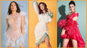 What A Babe: Learn the smoking hot high-chic monotone ‘feather wing’ outfit style like Kriti Sanon, Janhvi Kapoor & Ananya Panday