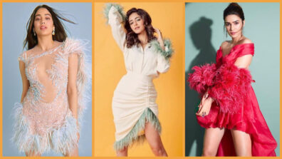 What A Babe: Learn the smoking hot high-chic monotone ‘feather wing’ outfit style like Kriti Sanon, Janhvi Kapoor & Ananya Panday